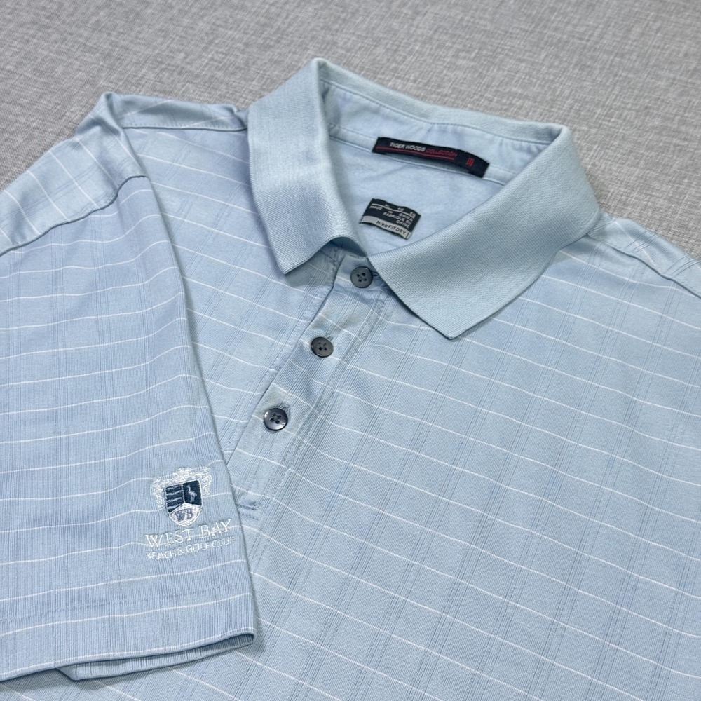 Tiger Woods Collection Polo Shirt‎ Mens XL Blue Short Sleeve Dri-FIT Check